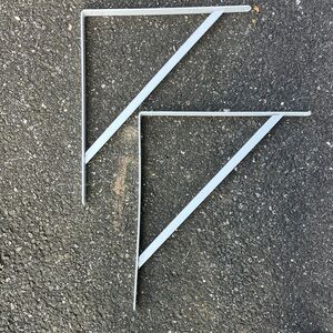 2 Heavy Duty White Metal Wall Shelf Brackets 14” x 12.75”